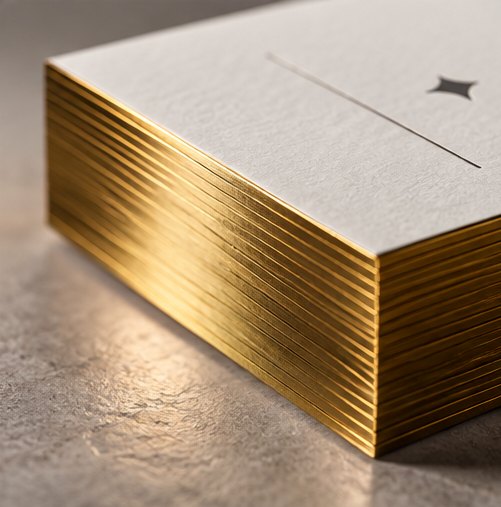 Kartenstapel mit goldenem Folienschnitt an den Kanten